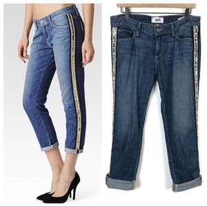 Paige Boyfriend Jeans Jimmy Crop Beading 28